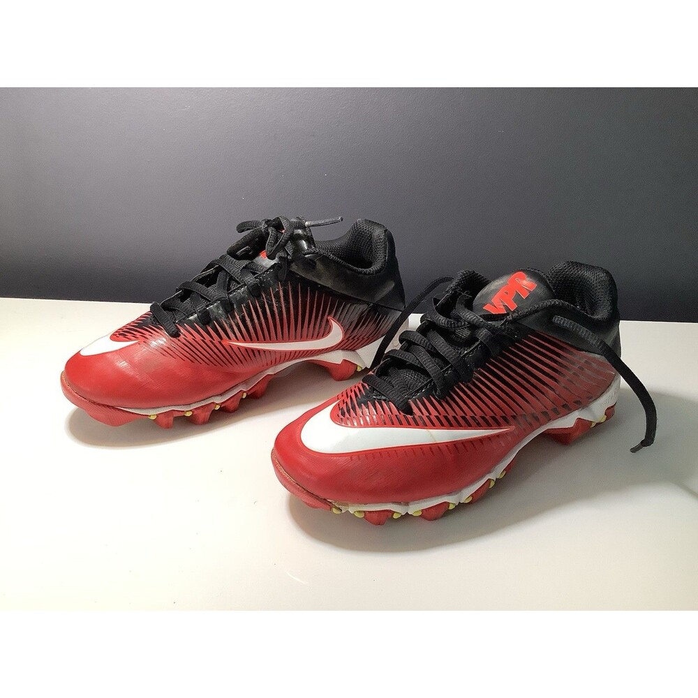 Nike VPR Football Cleats Youth US Size 2.5Y UK 2 EUR 34 Red Black White Fastflex